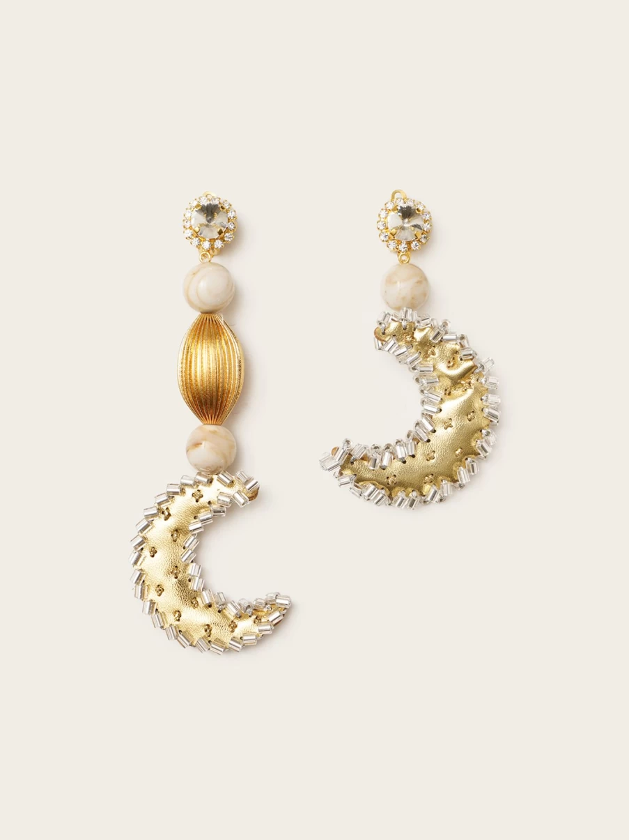Vanina Lune Scintillante Moonstone Earrings for Women - Elegant Celestial Jewelry