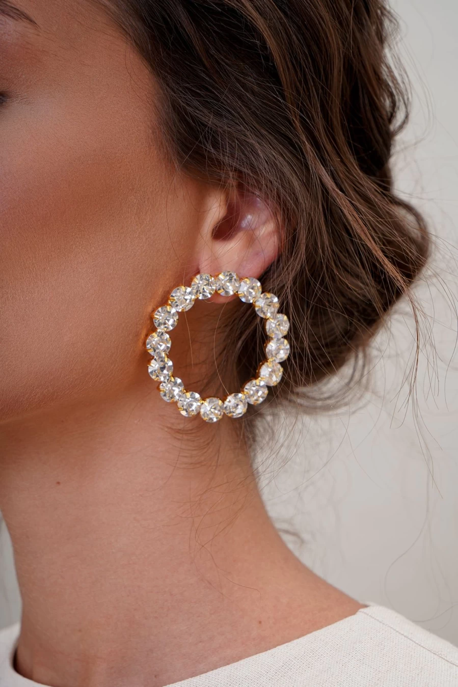 Vanina Nuances Elegant Hoop Earrings for Women - Handcrafted Gold-Tone Statement Jewelry